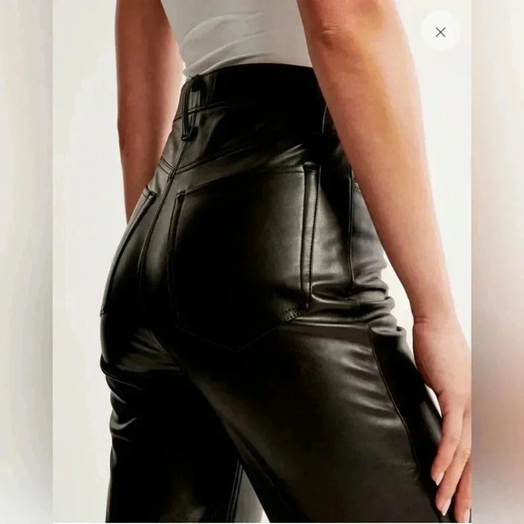 NWT Abercrombie & Fitch vegan leather 90’s straight ultra high rise pants 35 /20 - Picture 4 of 8